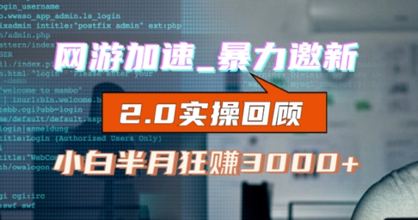 网游加速邀新，狂吃提成，适合小白，首月破千（v2.0版教程）【揭秘】-鱼梓小栈