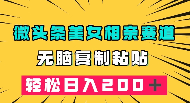 微头条冷门美女相亲赛道，无脑复制粘贴，轻松日入200＋【揭秘】-鱼梓小栈