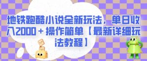 地铁跑酷小说全新玩法，单日收入2000＋操作简单【最新详细玩法教程】【揭秘】-鱼梓小栈