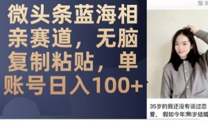 微头条蓝海相亲赛道，无脑复制粘贴，单账号日入100+-鱼梓小栈