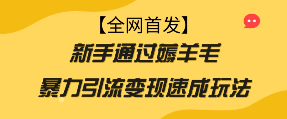 【全网首发】新手通过薅羊毛暴力引流变现速成玩法-鱼梓小栈