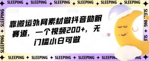 靠搬运外网素材做抖音助眠赛道，一个视频200+，无门槛小白可做【揭秘】-鱼梓小栈