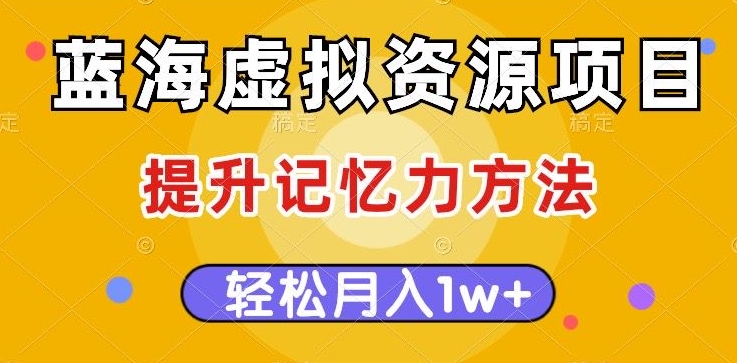 蓝海虚拟资源项目，提升记忆力方法，多种变现方式，轻松月入1w+【揭秘】-鱼梓小栈