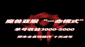 魔兽亚服一命模式，10天成号-单号3千-5千，脚本全自动操作，保姆级教学【揭秘】-鱼梓小栈