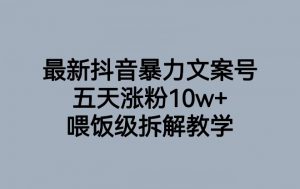 最新抖音暴力文案号，五天涨粉10w+，喂饭级拆解教学-鱼梓小栈