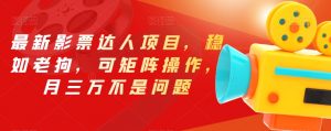 最新影票达人项目，稳如老狗，可矩阵操作，月三万不是问题【揭秘】-鱼梓小栈