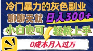 冷门暴利的副业项目，聊聊天就能日入300+，0成本月入过万【揭秘】-鱼梓小栈