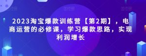 2023淘宝爆款训练营【第2期】，电商运营的必修课，学习爆款思路，实现利润增长-鱼梓小栈