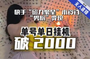【日入破2000】快手无人直播不进人？“磁力聚星”没收益？不会卡屏、卡同城流量？最新课程会通通解决！-鱼梓小栈
