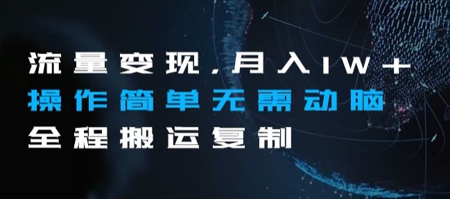 流量变现，月入1W+操作简单无需动脑全程搬运复制【揭秘】-鱼梓小栈