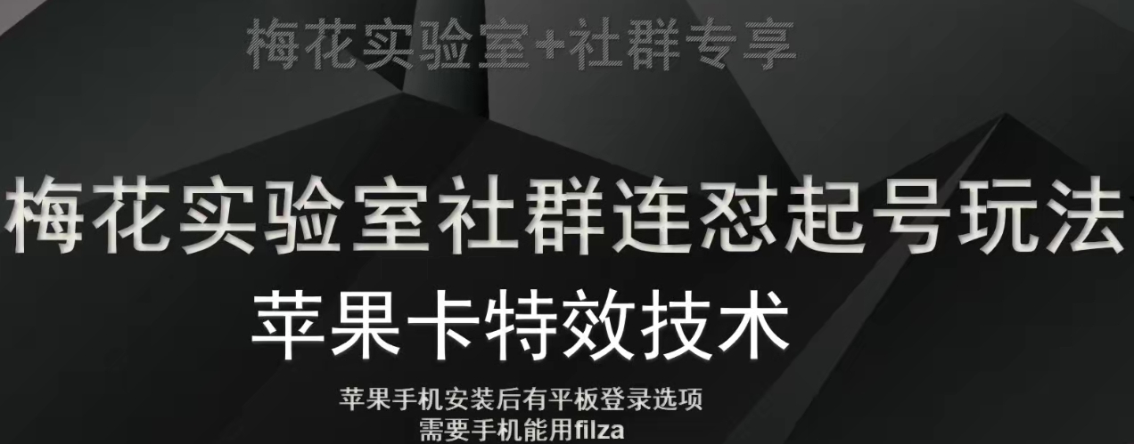 梅花实验室社群视频号连怼起号玩法，最新苹果卡特效技术-鱼梓小栈