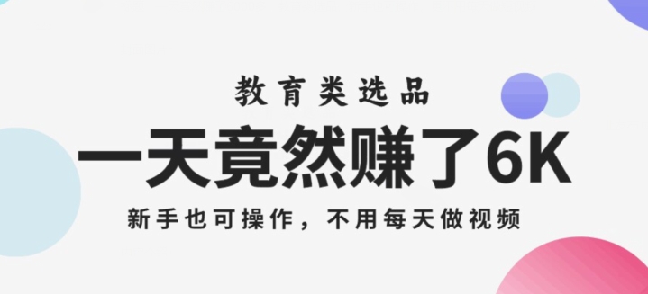 一天竟然赚了6000多，教育类选品，新手也可操作，更不用每天做短视频【揭秘】-鱼梓小栈