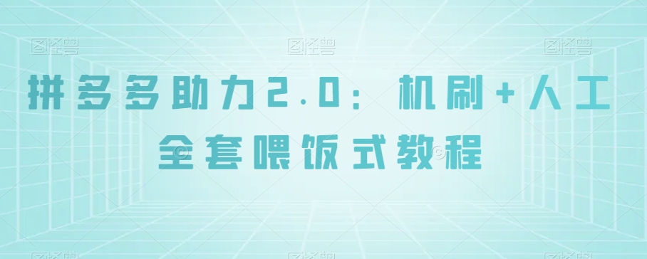 拼多多助力2.0：机刷+人工全套喂饭式教程【揭秘】-鱼梓小栈