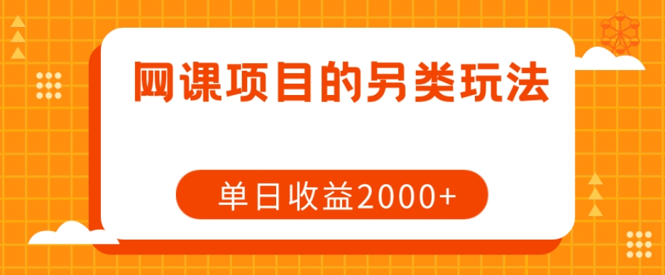 网课项目的另类玩法，单日收益2000+【揭秘】-鱼梓小栈