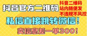 价值3000的技术！抖音二维码直跳微信！站内无限发不违规！-鱼梓小栈