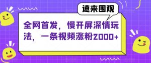 全网首发，慢开屏深情玩法，一条视频涨粉2000+【揭秘】-鱼梓小栈