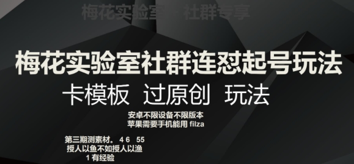 梅花实验室社群连怼起号玩法，卡模板过原创玩法【揭秘】-鱼梓小栈