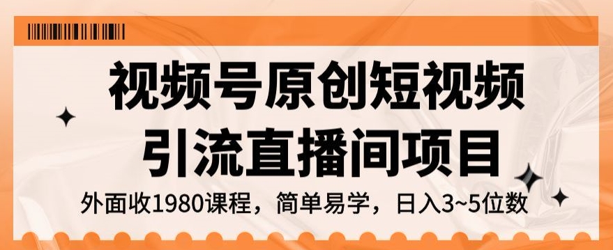 视频号原创短视频引流直播间项目，日入3~5五位数【揭秘】-鱼梓小栈