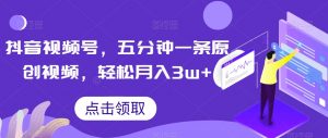 抖音视频号，五分钟一条原创视频，轻松月入3w+【独家秘诀，传授赚钱方法】【揭秘】-鱼梓小栈