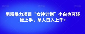 男粉暴力项目“女神计划”小白也可轻松上手,单人日入上千+【揭秘】-鱼梓小栈
