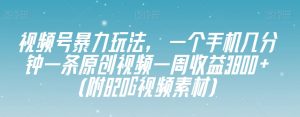 视频号暴力玩法，一个手机几分钟一条原创视频一周收益3800+（附820G视频素材）-鱼梓小栈