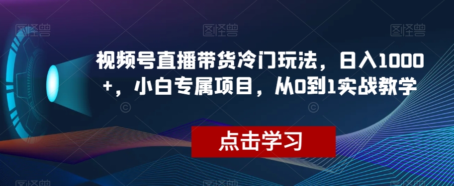 视频号直播带货冷门玩法，日入1000+，小白专属项目，从0到1实战教学【揭秘】-鱼梓小栈