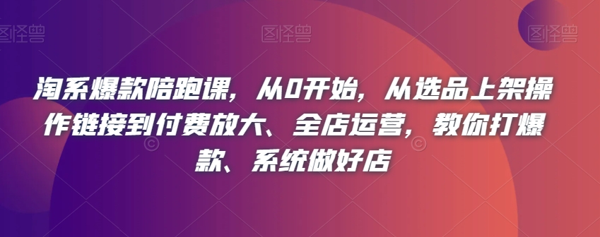 淘系爆款陪跑课，从0开始，从选品上架操作链接到付费放大、全店运营，教你打爆款、系统做好店-鱼梓小栈