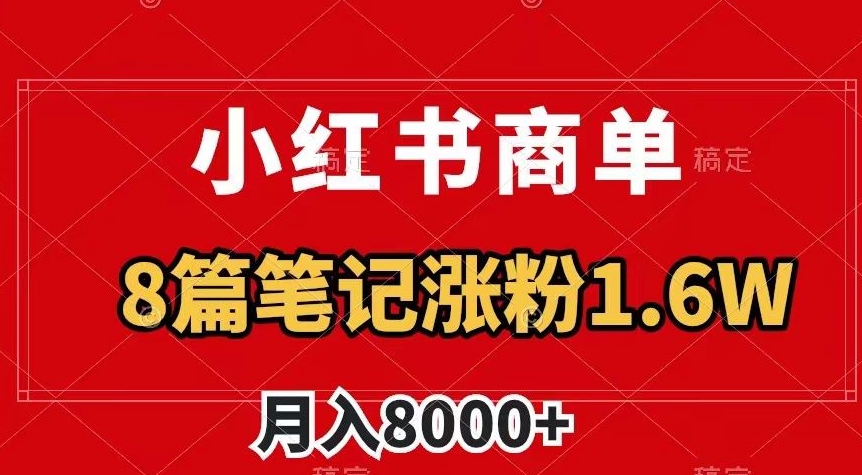 小红书商单最新玩法，8篇笔记涨粉1.6w，作品制作简单，月入8000+【揭秘】-鱼梓小栈