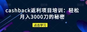 cashback返利项目培训：轻松月入3000刀的秘密-鱼梓小栈