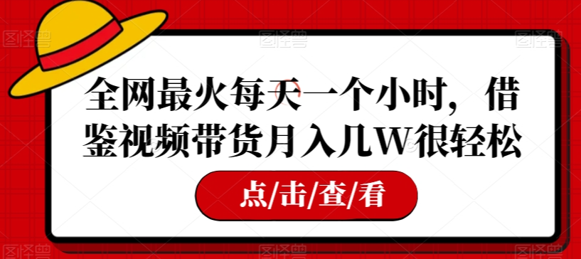 全网最火每天一个小时，借鉴视频带货月入几W很轻松【揭秘】-鱼梓小栈