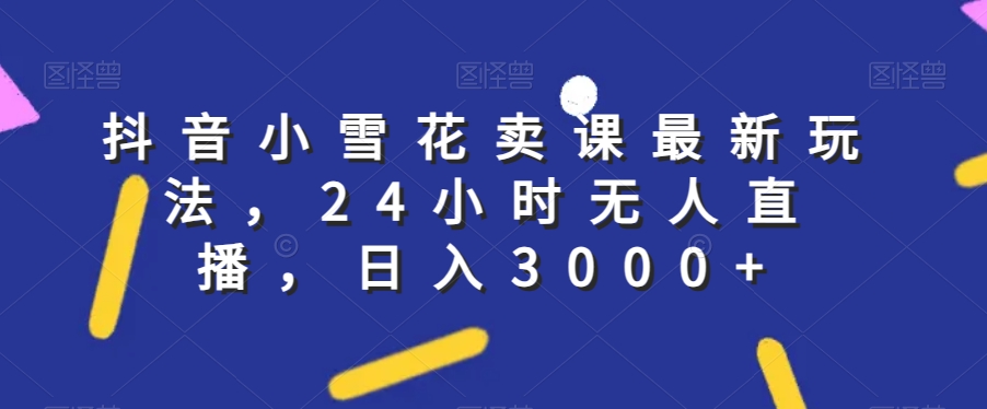 抖音小雪花卖课最新玩法，24小时无人直播，日入3000+【揭秘】-鱼梓小栈