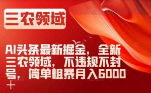 AI头条最新掘金，全新三农领域，不违规不封号，简单粗暴月入6000＋【揭秘】-鱼梓小栈