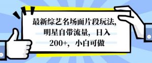 最新综艺名场面片段玩法，明星自带流量，日入200+，小白可做【揭秘】-鱼梓小栈