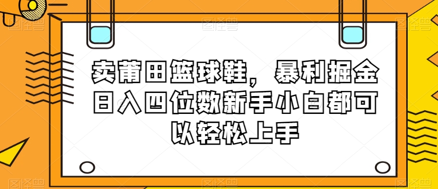 卖莆田篮球鞋，暴利掘金日入四位数新手小白都可以轻松上手【揭秘】-鱼梓小栈