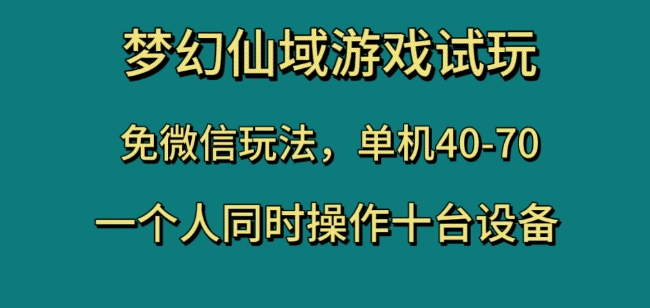 梦幻仙域游戏试玩，免微信玩法，单机40-70，一个人同时操作十台设备【揭秘】-鱼梓小栈