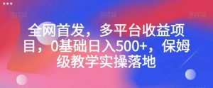 全网首发，多平台收益项目，0基础日入500+，保姆级教学实操落地【揭秘】-鱼梓小栈