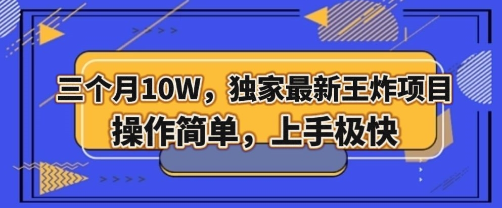 三个月10W，独家最新王炸项目！操作简单，上手极快【揭秘】-鱼梓小栈