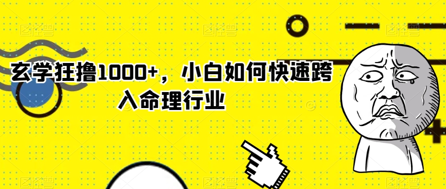 玄学狂撸1000+，小白如何快速跨入命理行业【揭秘】-鱼梓小栈