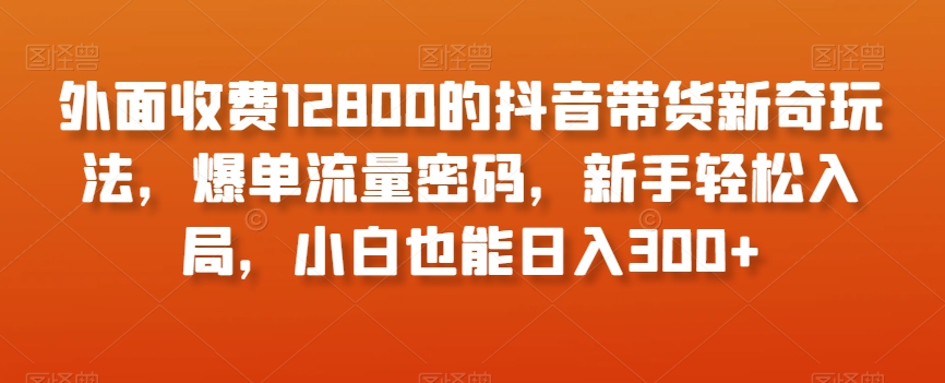 外面收费12800的抖音带货新奇玩法，爆单流量密码，新手轻松入局，小白也能日入300+【揭秘】-鱼梓小栈