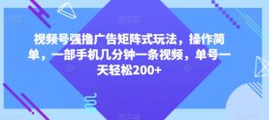 视频号强撸广告矩阵式玩法，操作简单，一部手机几分钟一条视频，单号一天轻松200+【揭秘】-鱼梓小栈