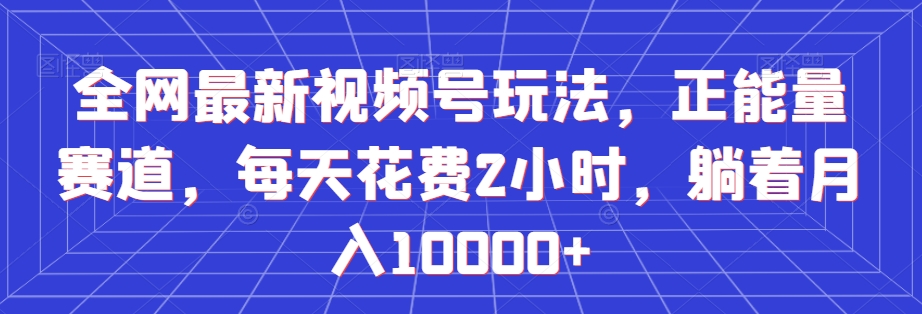 全网最新视频号玩法，正能量赛道，每天花费2小时，躺着月入10000+【揭秘】-鱼梓小栈