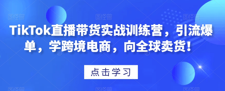 TikTok直播带货实战训练营，引流爆单，学跨境电商，向全球卖货！-鱼梓小栈