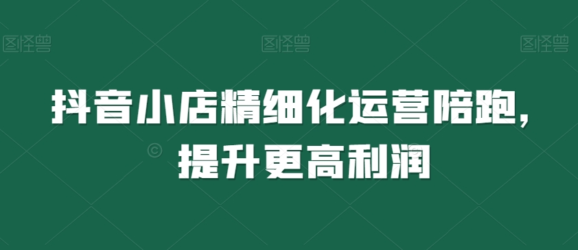 抖音小店精细化运营陪跑，提升更高利润-鱼梓小栈