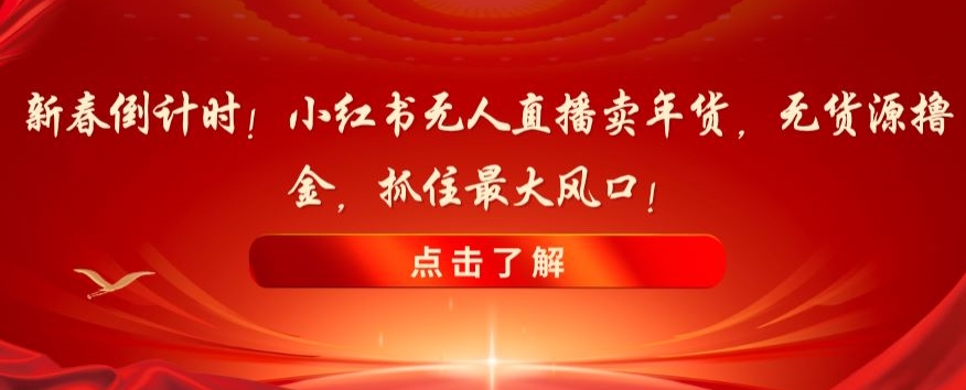 新春倒计时！小红书无人直播卖年货，无货源撸金，抓住最大风口【揭秘】-鱼梓小栈