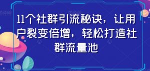 11个社群引流秘诀，让用户裂变倍增，轻松打造社群流量池-鱼梓小栈