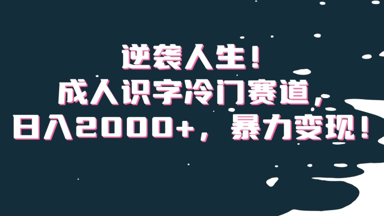 逆袭人生！成人识字冷门赛道，日入2000+，暴力变现！【揭秘】-鱼梓小栈