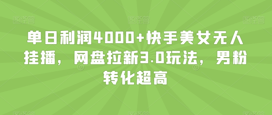 单日利润4000+快手美女无人挂播，网盘拉新3.0玩法，男粉转化超高【揭秘】-鱼梓小栈