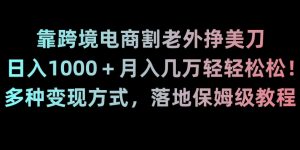 靠跨境电商割老外挣美刀，日入1000＋月入几万轻轻松松！多种变现方式，落地保姆级教程【揭秘】-鱼梓小栈