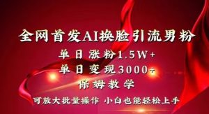 全网首发Ai换脸引流男粉，单日涨粉1.5w+，单日变现3000+，小白也能轻松上手拿结果【揭秘】-鱼梓小栈