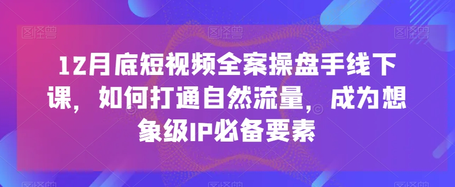 12月底短视频全案操盘手线下课，如何打通自然流量，成为想象级IP必备要素-鱼梓小栈